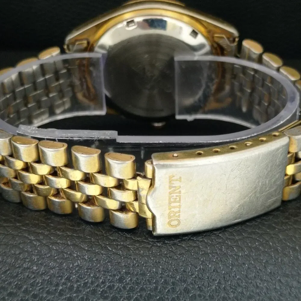 Vintage 1984 Orient Automatic Mens Gold Watch W/daydate & Gold accents